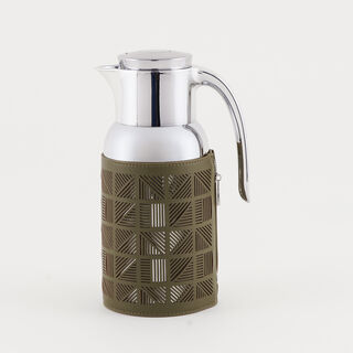Dallaty stainless steel vacuum flask with leather touch, green 1.3L