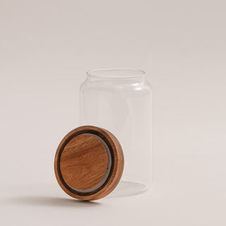 Borosilicate glass storage jar with acacia lid, 700 ml