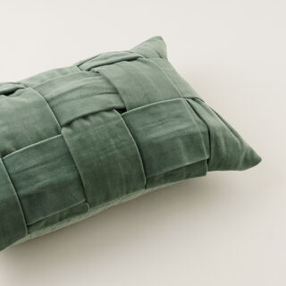 Homez Green Panelled Rectangular Cushion Cover, 30*45Cm