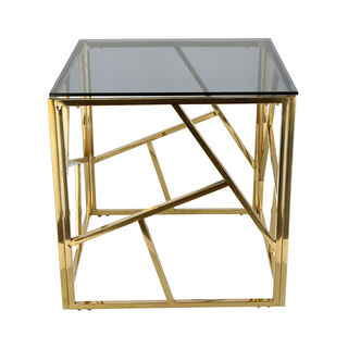 Glass Side Table Gold And Black