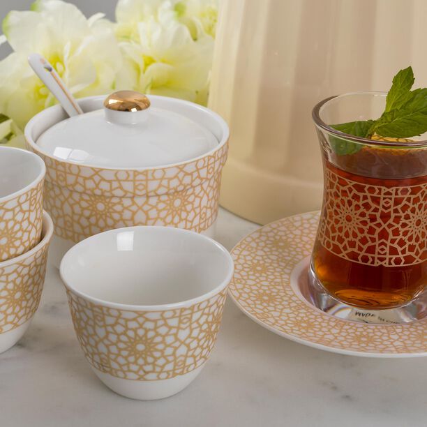 Tea And Coffee Set Of 20 Pieces Gold\White image number 3