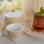 طقم شاي و قهوة عربي 20 قطعة لون ذهبي/أبيض image number 3
