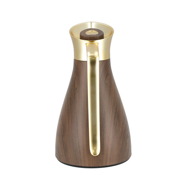 Dallaty steel vacuum flask wooden with matt golden handle 1L image number 3