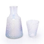 GLASS BEDSIDE WATER JUG AND TUMBLER HAMMERED WITH PEARL DECAL image number 0