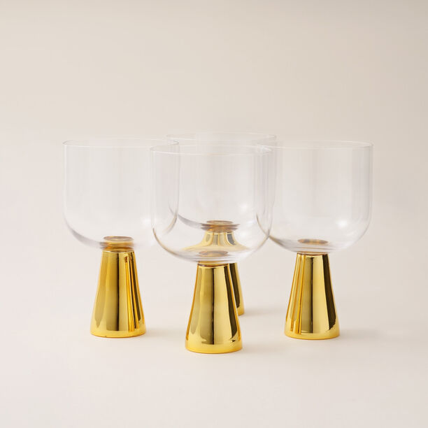 La Mesa 4 pcs wider juice glass gold bottom 9*9*14.8 cm image number 0
