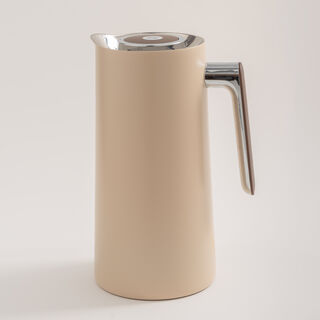 Dallaty 1L beige steel vacuum flask with wooden handle