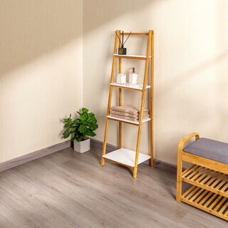 4 Tiers Bamboo Mdf Folding Rack White 