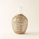 Homez glass vase with woven grass cover30*18.5*18.5cm image number 0