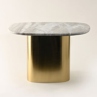 Homez Coffee Table Marble Top Gold Base, 50*60*38Cm