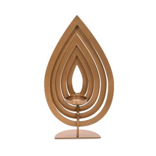 Candle Holder Metal & Glass Gold 