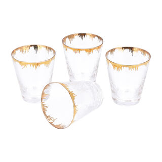 Painted Tumbler Glass With Gold On Top 4 Pcs