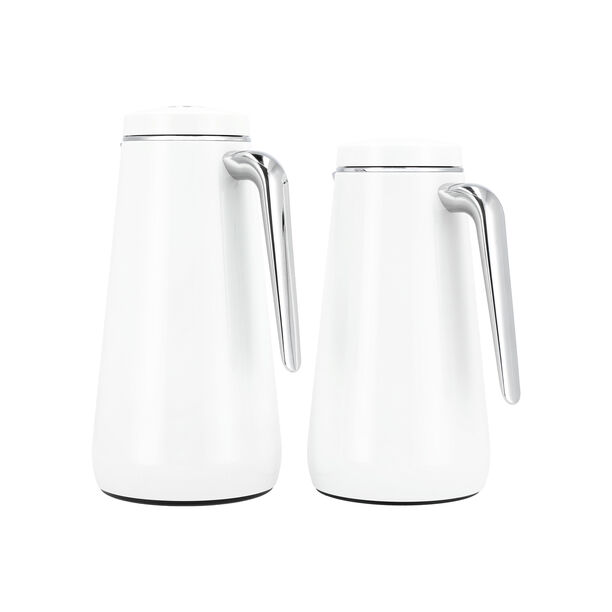 Dallaty set of 2 steel vacuum flask white/chrome 1.0L and 1..3L image number 1