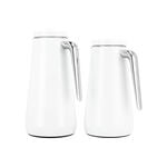 Dallaty set of 2 steel vacuum flask white/chrome 1.0L and 1..3L image number 1