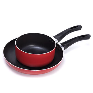 Alberto 2 Pieces Set Fry Pan + Sauce Pan Red 