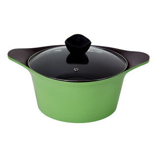 Alberto Cast Aluminium Casserole With Glass Lid Green