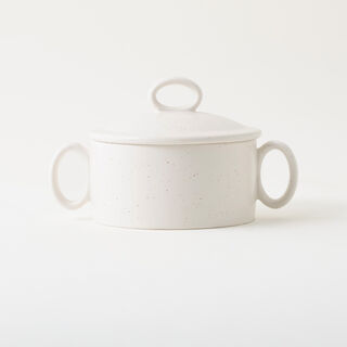 La Mesa stoneware oven to table mid pot with lid, beige 15.2*10.3*5.1 cm