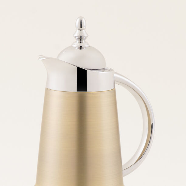 "دلتي طقم دلة ستيل قطعتين 1 لتر، ذهبي مع فضي image number 3