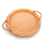 Alberto Bamboo Round Serving Tray With Rope Handles  image number 0