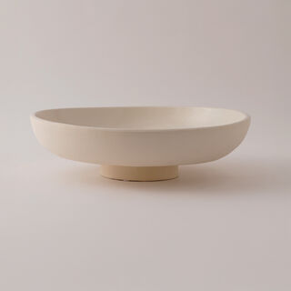 Homez Round Ceramic Decor Plate, Beige 34*34*11 Cm