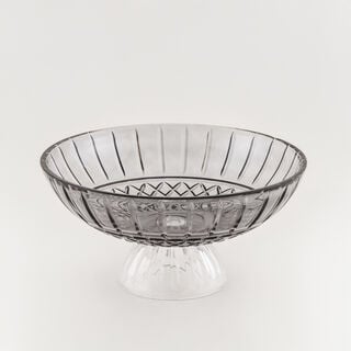 هومز طبق ديكور دايموند زجاج 29.4*29.4*14.4سم، رمادي فاتح