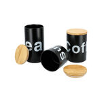 3 piece black porcelain canister set image number 2