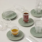 Dallaty green porcelain and glass Tea and coffee cups set 18 pcs image number 4
