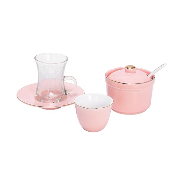 Porcleain Tea & Coffee Set 20 Pieces Basic Design Pink image number 1