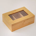 Dallaty bamboo tea box with 3 grids and painted lid 23*16*8 cm image number 0