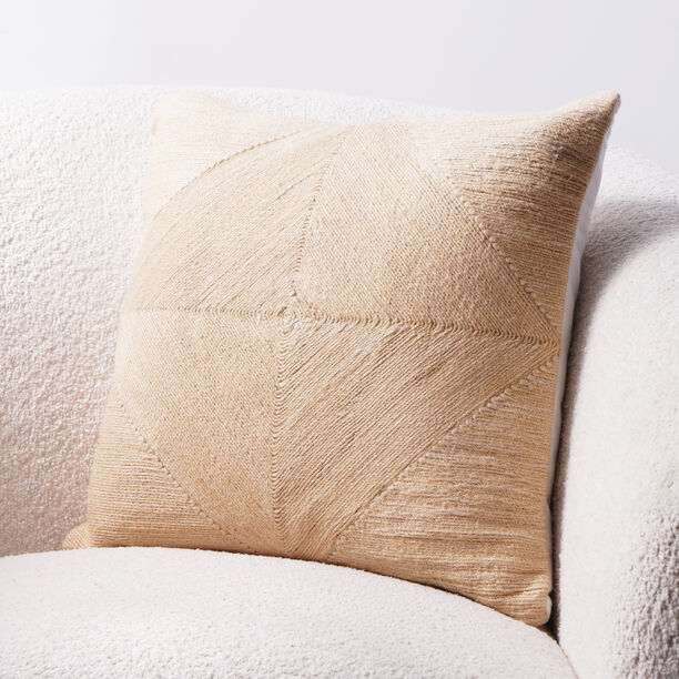 Boutique Blanche solid beige cotton pillow 45*45*15cm image number 3