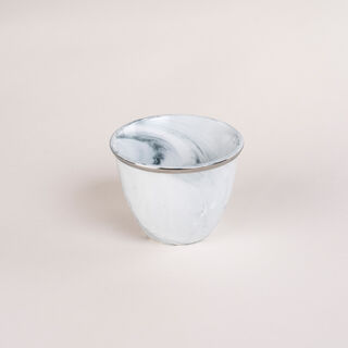 La Mesa 12 Pisces Marble Arabic Coffee Cups Silver