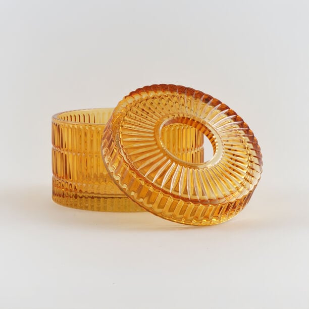 Homez Glass Ribbed Tissue Box 16*16*11Cm, Orange image number 1