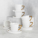 La Mesa 12 Pieces Tea Cup And Saucer Gold Color image number 3