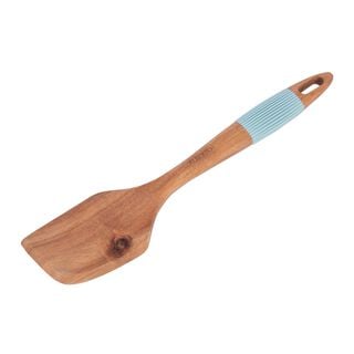 Alberto Wooden Turner With Water Blue Silicone Grip