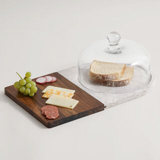Alberto marble, acacia wood cheese platter, white 45*26*17cm