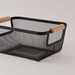 Homez Organizer Basket Metal Black With Wooden Handles 27*18.5*36 Cm image number 1