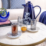 Dallaty white porcelain and glass Tea and coffee cups set 18 pcs image number 0