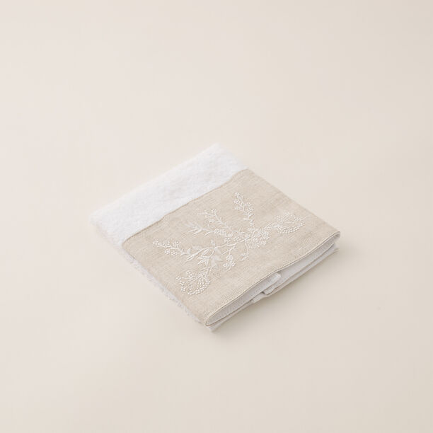 3 Pcs 100% Cotton Embroidered Face Towel Towel With Linen Border Set 30*30 cm image number 1