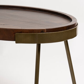 Wooden Oval Side Table Set 2 Pieces