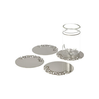 La Mesa 4Pc Steel Coasters Hanaa Silver 9Cm