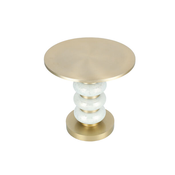 Side Table White Glass Base Brass Gold Top 46 *41 cm image number 3