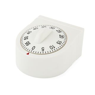 Alberto Plastic Mechanical Kitchen Timer Square Shape White Color