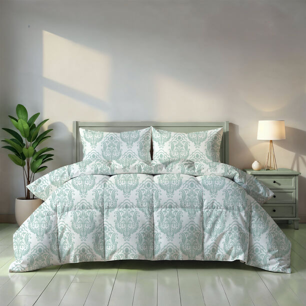 Cottage 6pcs aqua damask comforter set king size 220*240cm image number 2