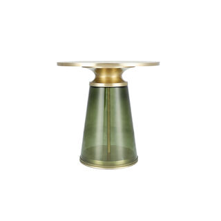 Side Table Gold Top Glass Base 46*46 cm