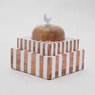 Homez Noorain Collection Decoration Item, White & Brown, 17.5*17.5*15 Cm