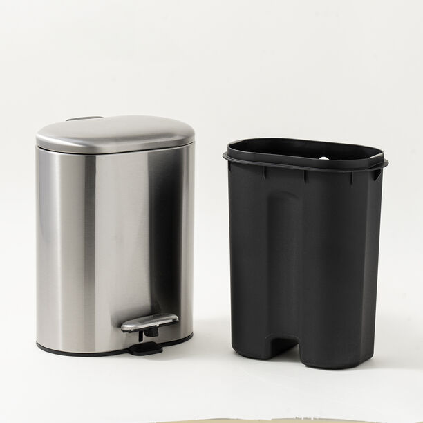 Cottage 5L stainless steel rectangleoval trash bin soft close, silver image number 1