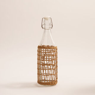 La Mesa 5 pcs glass juice bottle & cups with paper straw holder 1L