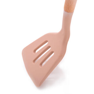 Alberto Silicone Slotted Turner With Wooden Handle Blue 