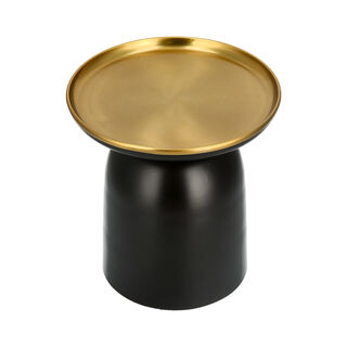 Side Table Metal Black Base Gold Top 