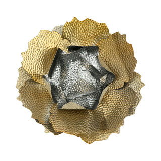 Wall Accent Metal Gold & Silver Flower
