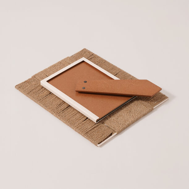 Homze metal and jute photo frame, beige 23*28*3.5 cm image number 3